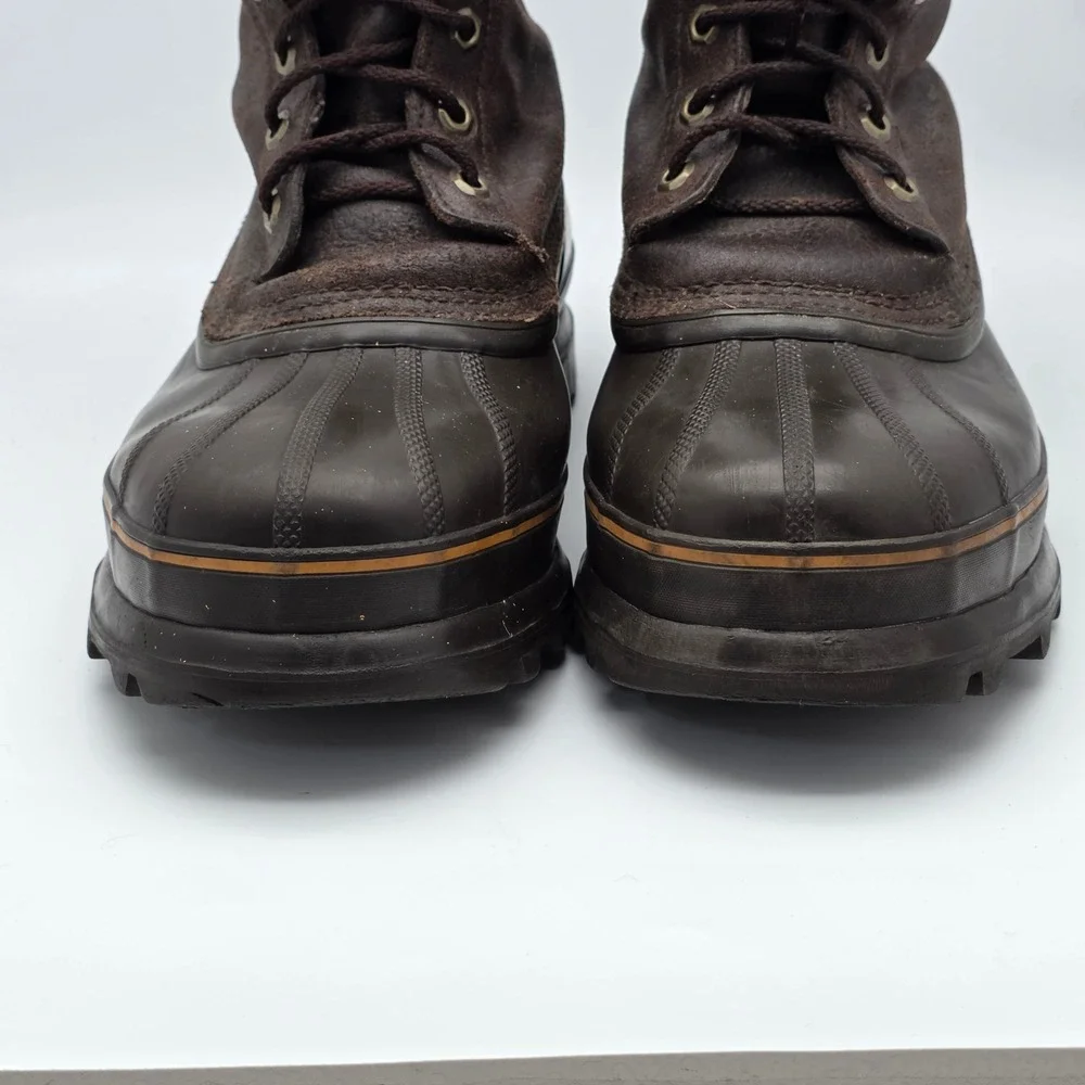 Sorel Mounty Brown Leather Rubber Insulated Duck Boots Mens 9 Waterproof Hunting